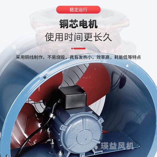 管道W式SF7-CKM26低噪音轴风机通风换气流功率1500风量1500