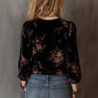 Women Floral Print Sleeve Shirt Commuter Blouse Button Front thumbnail 5