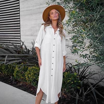 Swimsuit Coverup for Women 2026 Casual Dresses Button Down