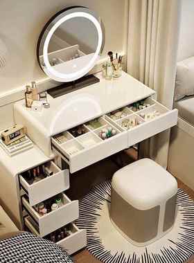 实型木岩板梳妆台空多间功能梳妆台大小75813户卧室简约化妆桌