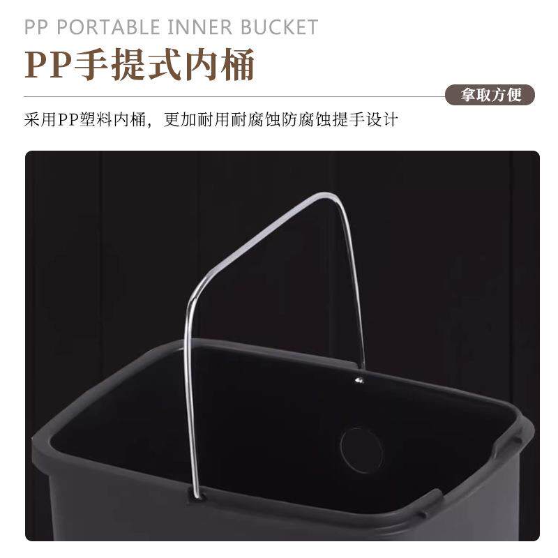 不锈钢垃圾桶房间桶形家窄缝高颜值轻奢敞口款无盖用客厅卫生间方