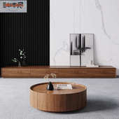 极简地柜电视柜胡桃色小户型网红客厅卧室超窄全实木落地整装 地台