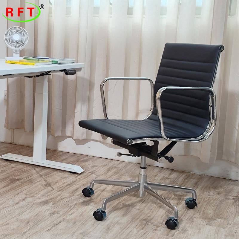 中背金属材质办公椅可旋转升降多功能电脑椅酒店卧室商用皮椅子