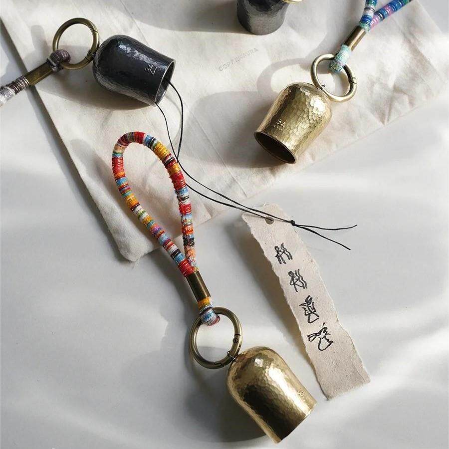 氛铜 云南手工东巴平安铃铛锤纹东巴纸东巴文藏风手绳饰品