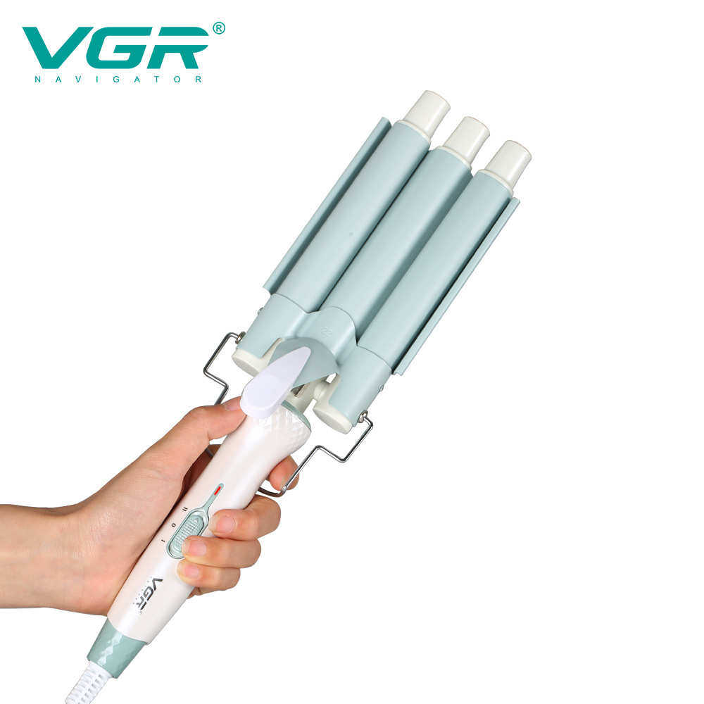 VGR595蛋卷棒泡面头三管卷发器水波纹小卷发棒大卷烫夹板新款
