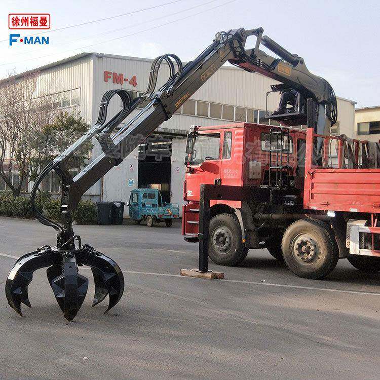建筑工地废钢废铁抓取装卸吊机抓钢吊解放国六随车抓智能装卸吊机