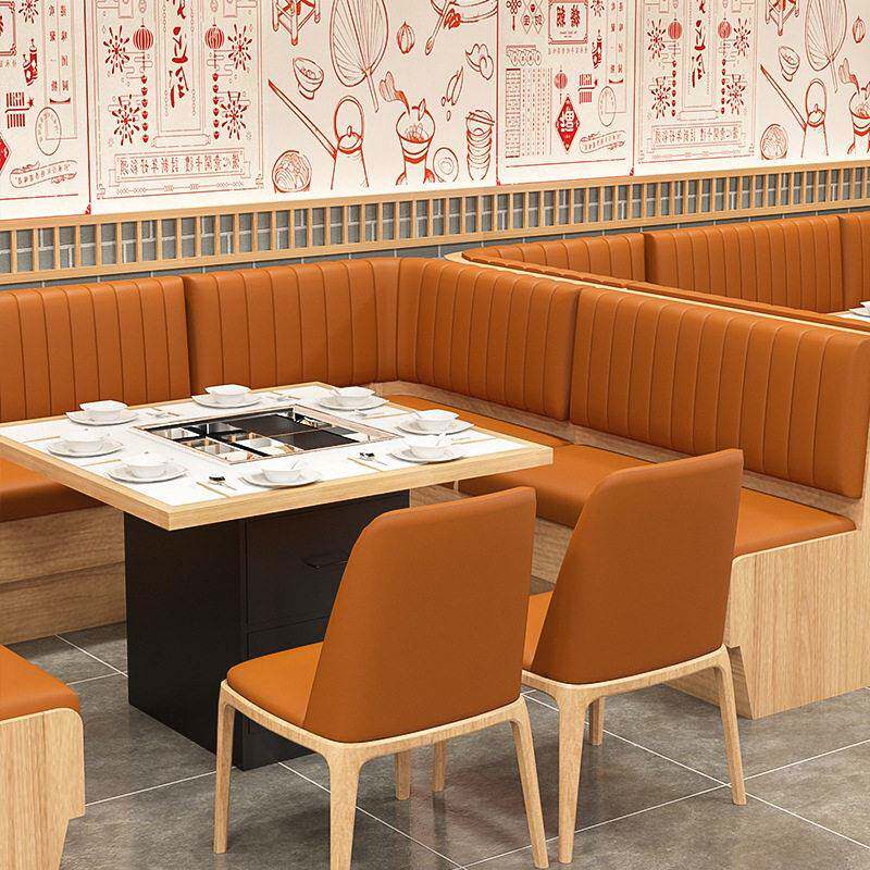 商用日式主题餐厅椅子火锅店咖啡厅卡座沙发餐桌饭店餐馆桌椅组合