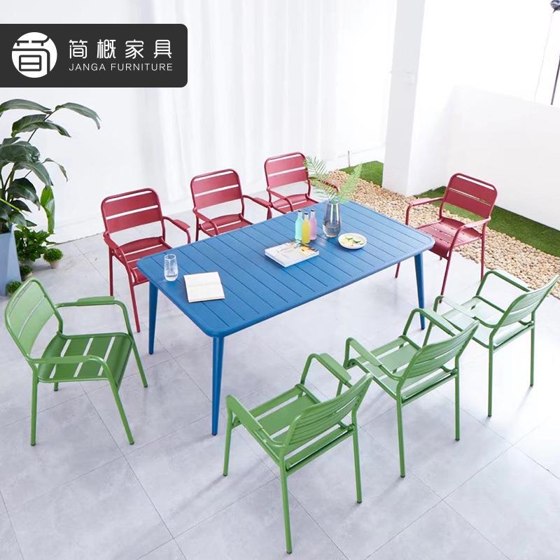 户外金属家具庭院花园小区度假村休闲椅铁艺桌椅防水防晒餐桌餐椅