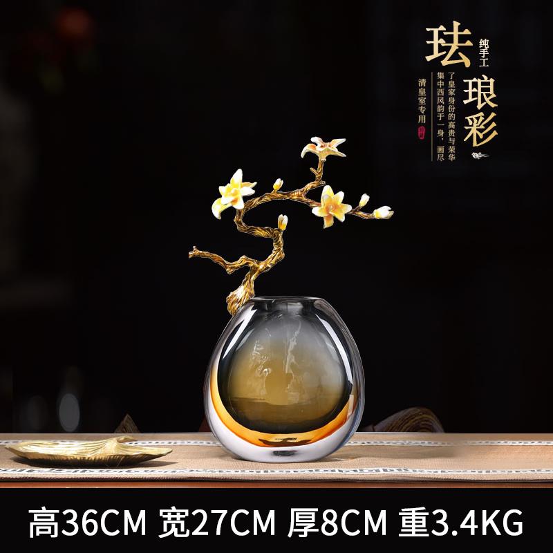 高档琅彩轻奢高上档中式花瓶摆件迁乔高级客厅高端大气档次入珐户