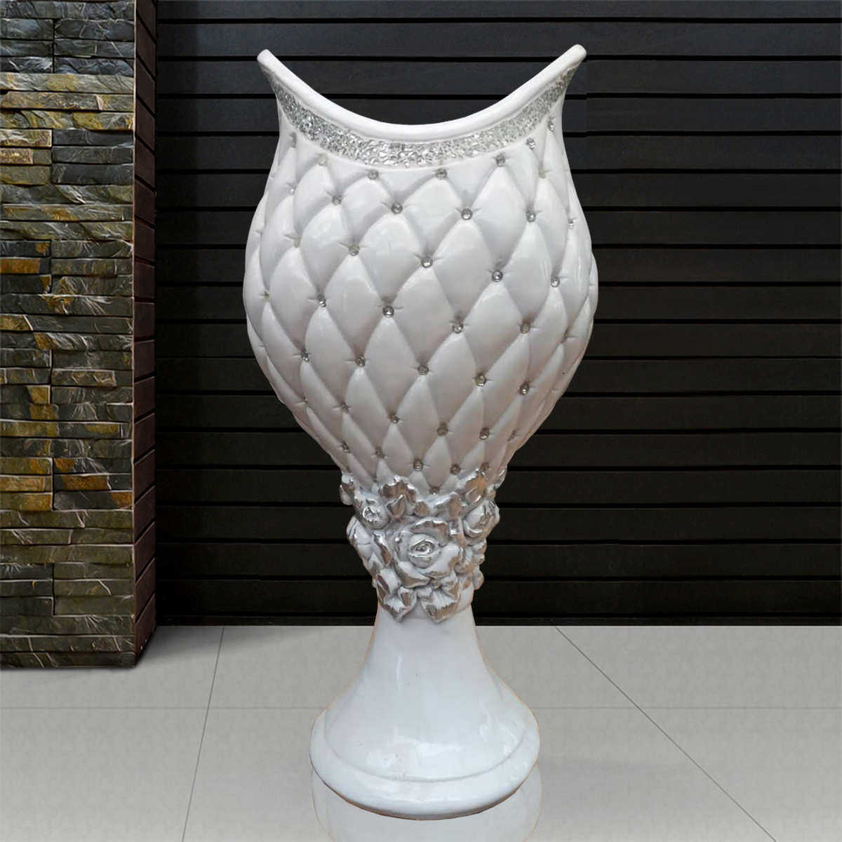 花瓶大客厅落地钻批发欧式镶大号陶瓷工艺白色新款树脂玻璃钢花插,家居饰品,花瓶,淘宝优惠券,粉丝福利购,淘宝优惠卷