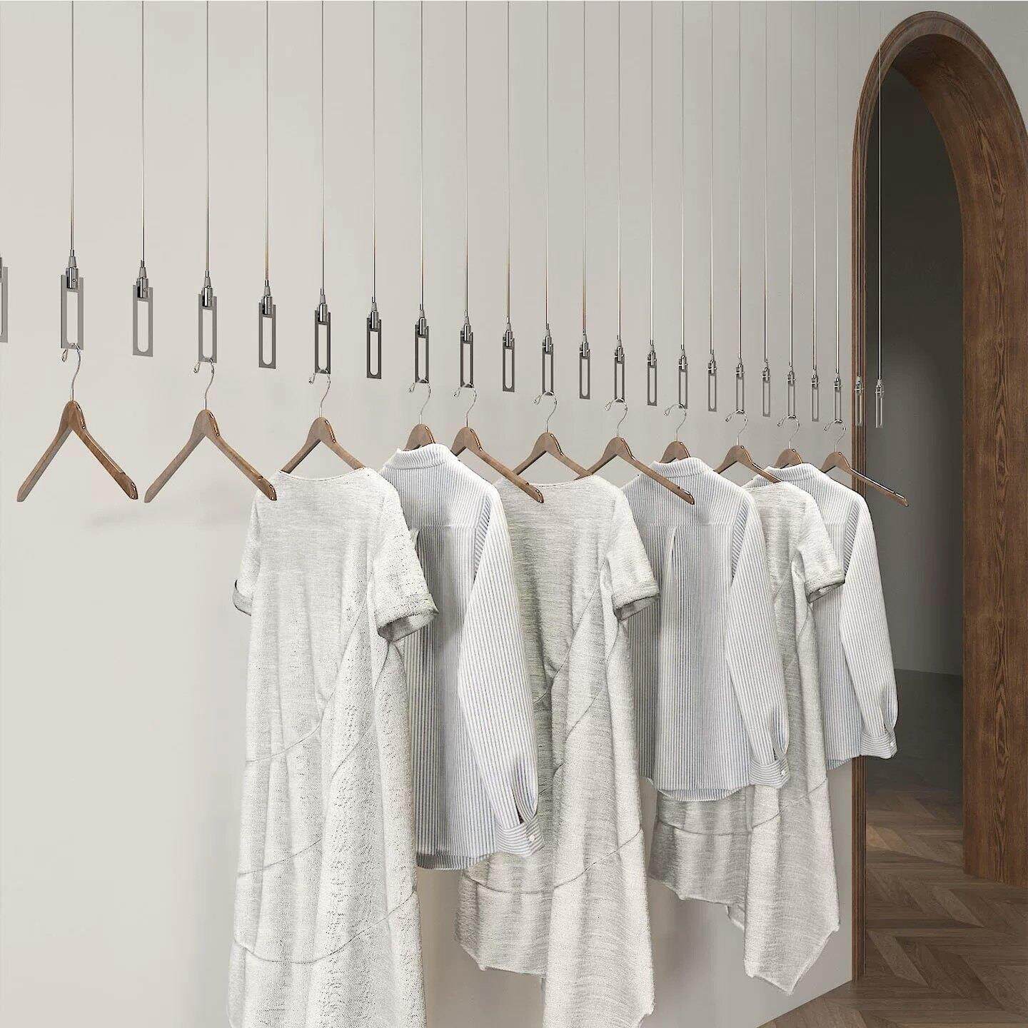 服装店吊环展示架不锈钢点挂吊挂橱窗顶装吊钩钢丝绳女装悬挂衣架