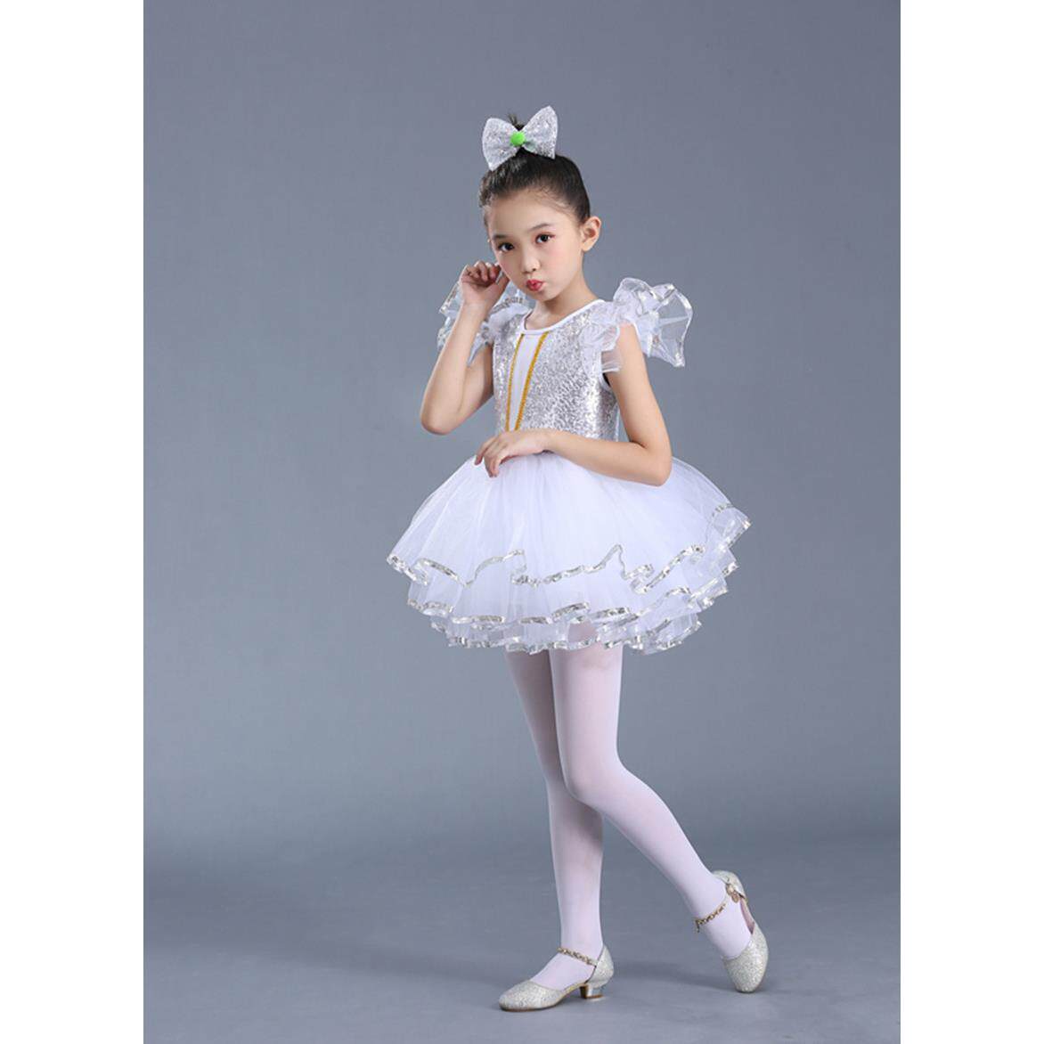 正品新款女童亮演出服儿装童舞蹈舞台表演公爵主连衣蓬蓬裙现代舞