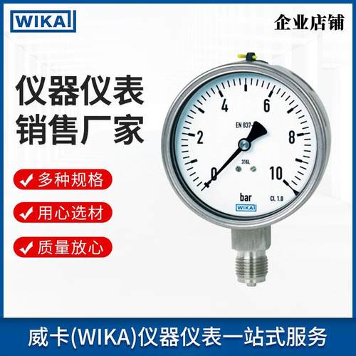 威卡wika压力表EN837-1设计 抗冲击工业用波登管压力表232.50.100