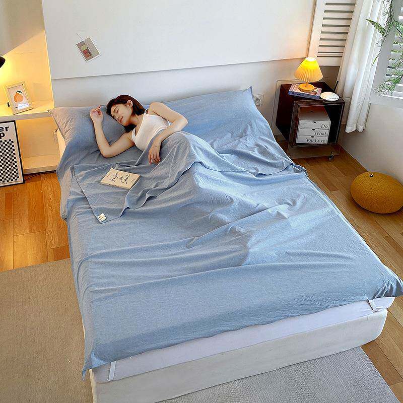 新款a类全棉色织水洗棉旅行隔脏睡袋便携式出差酒店隔脏睡袋