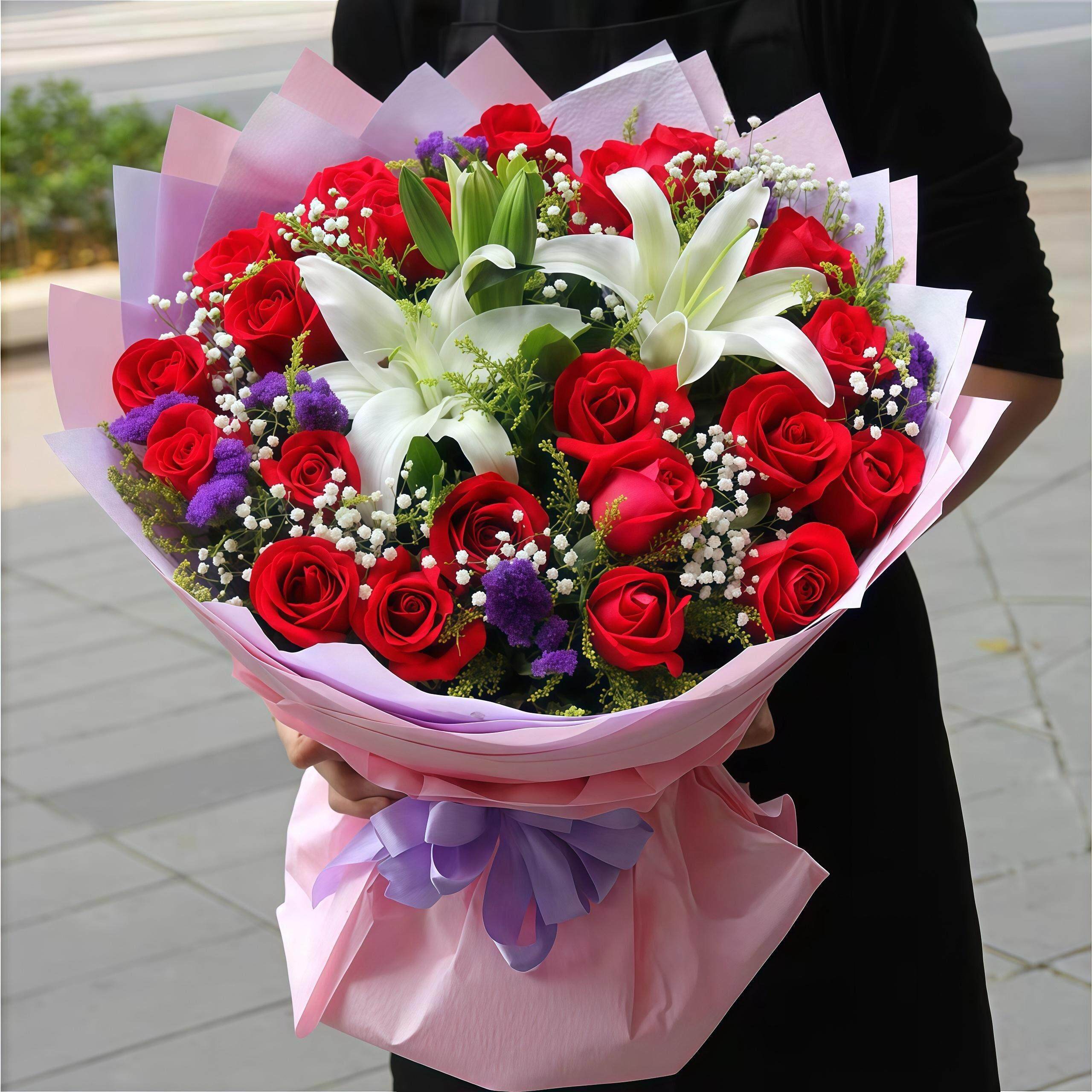 全国同城配送玫瑰康乃馨鲜花束速递百合生日北京武汉长沙郑州济南