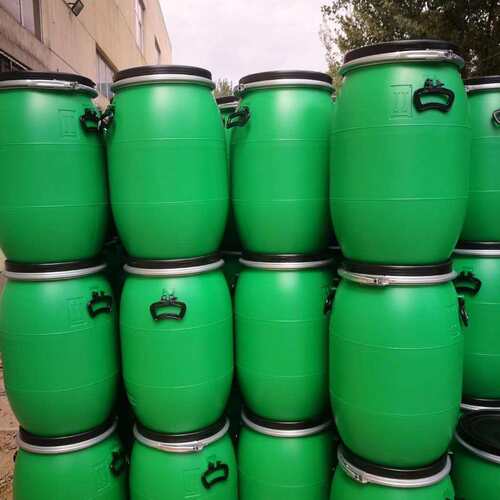 60升料桶兰圆桶法抱箍60KG化工桶水桶耐液酸碱桶塑密封NKL桶绿色