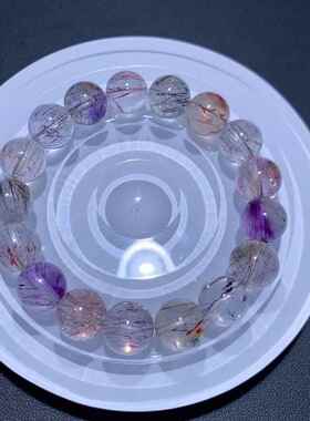 新品天然仙女超七手链内含彼岸花紫红发晶水晶手串珠链规格11.7mm