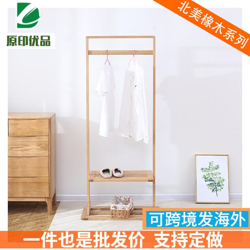 北欧全实木挂衣架简约现代落地衣帽架卧室原木晾衣架放鞋两用鞋架