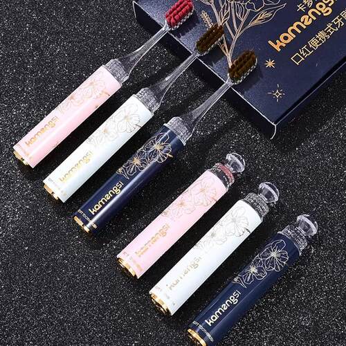 Soft-bristled Foldable Lipstick-style Portable Toothbrush fo