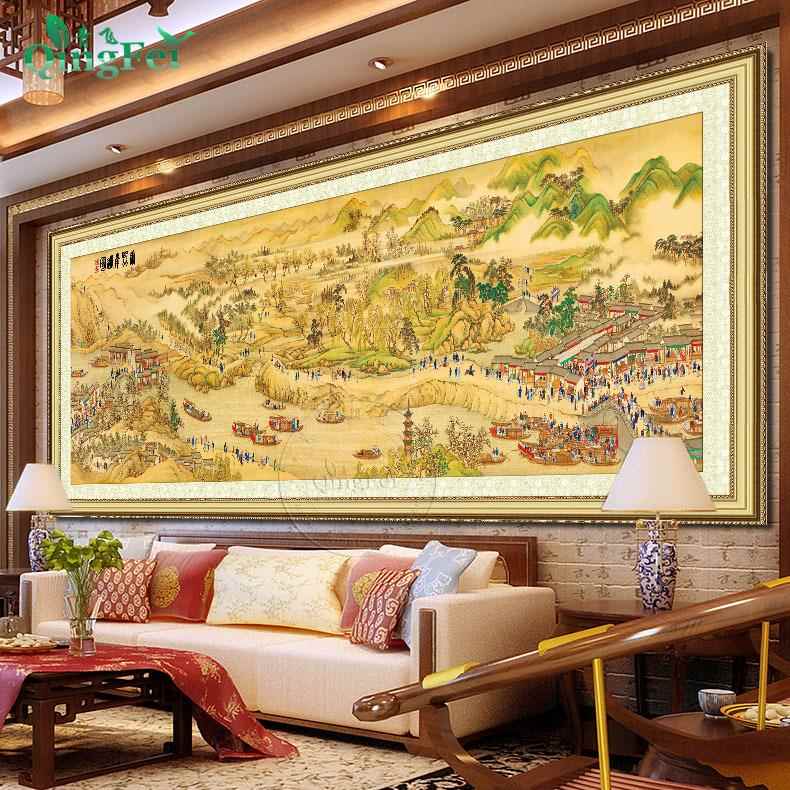 青飞精准康熙南巡图十字绣江山如画古娟手工线绣客厅大幅装饰画