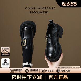 覆古百搭皮鞋 CAMILA 真皮高跟乐福鞋 女夏季 KSENIA官方店2025新款