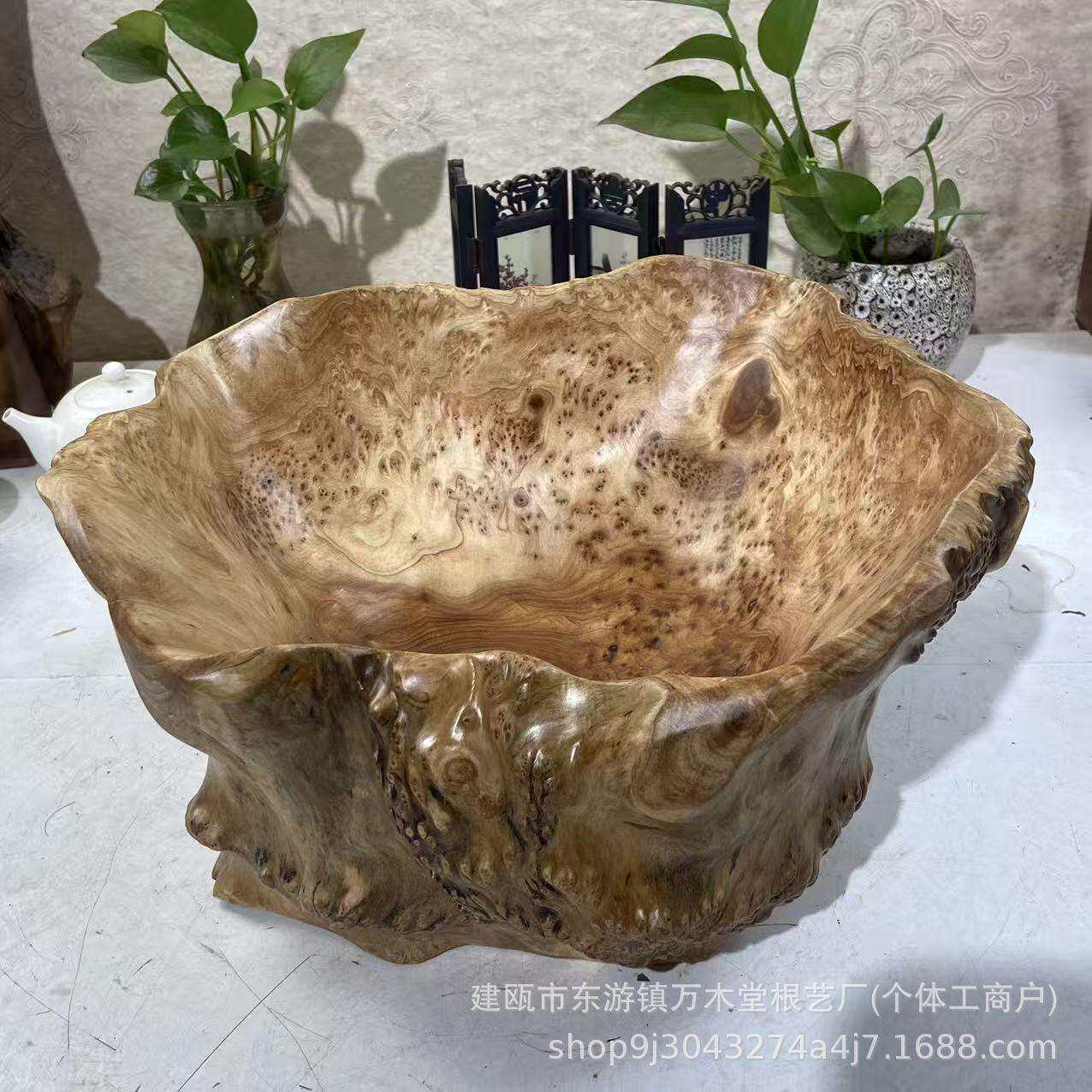 供货木果盘果盆实木根雕果盘杉木瘤疤荷叶盆创意木质水果盆