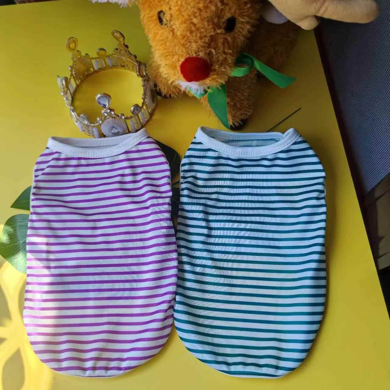 狗狗衣服新款条纹背心春夏秋新款猫咪小中大型犬泰迪博美