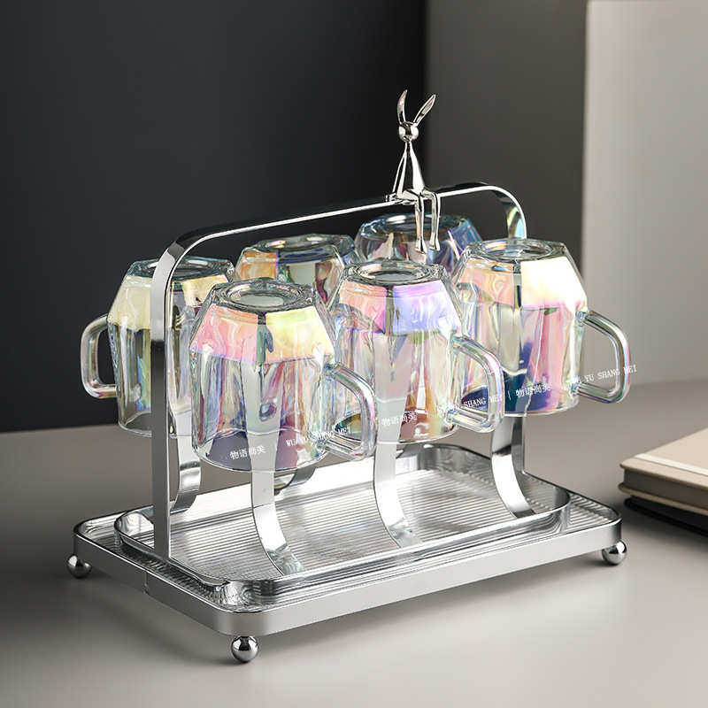 高级感玻璃杯水具套装家用待客茶杯带把手喝水杯子轻奢高颜值杯具,餐饮具,水具套装,淘宝优惠券,粉丝福利购,淘宝优惠卷