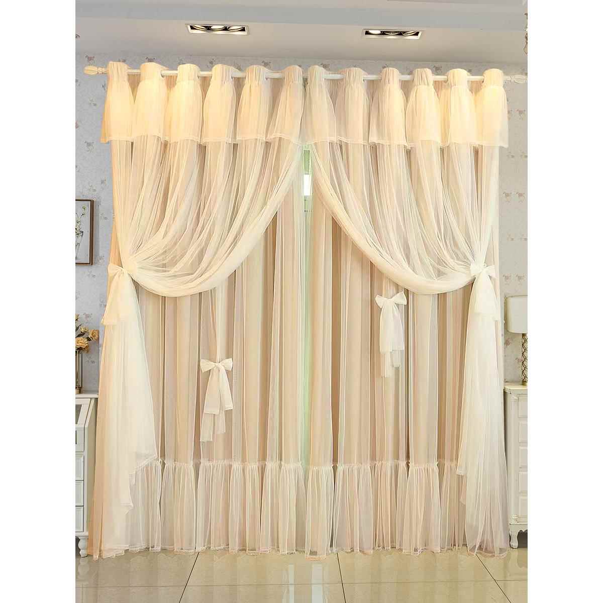 公主房间卧室窗帘遮光2025新款高档双层带纱儿童轻奢现代简约飘窗