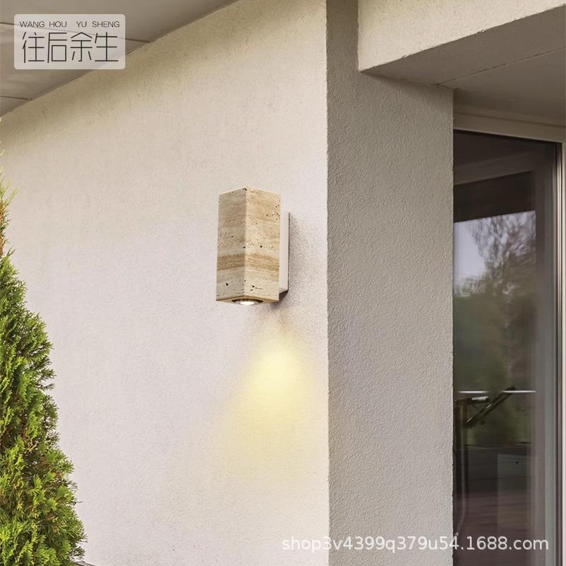 侘寂风黄洞石壁灯卧室床头灯客厅沙发电视机背景墙led灯室内极简