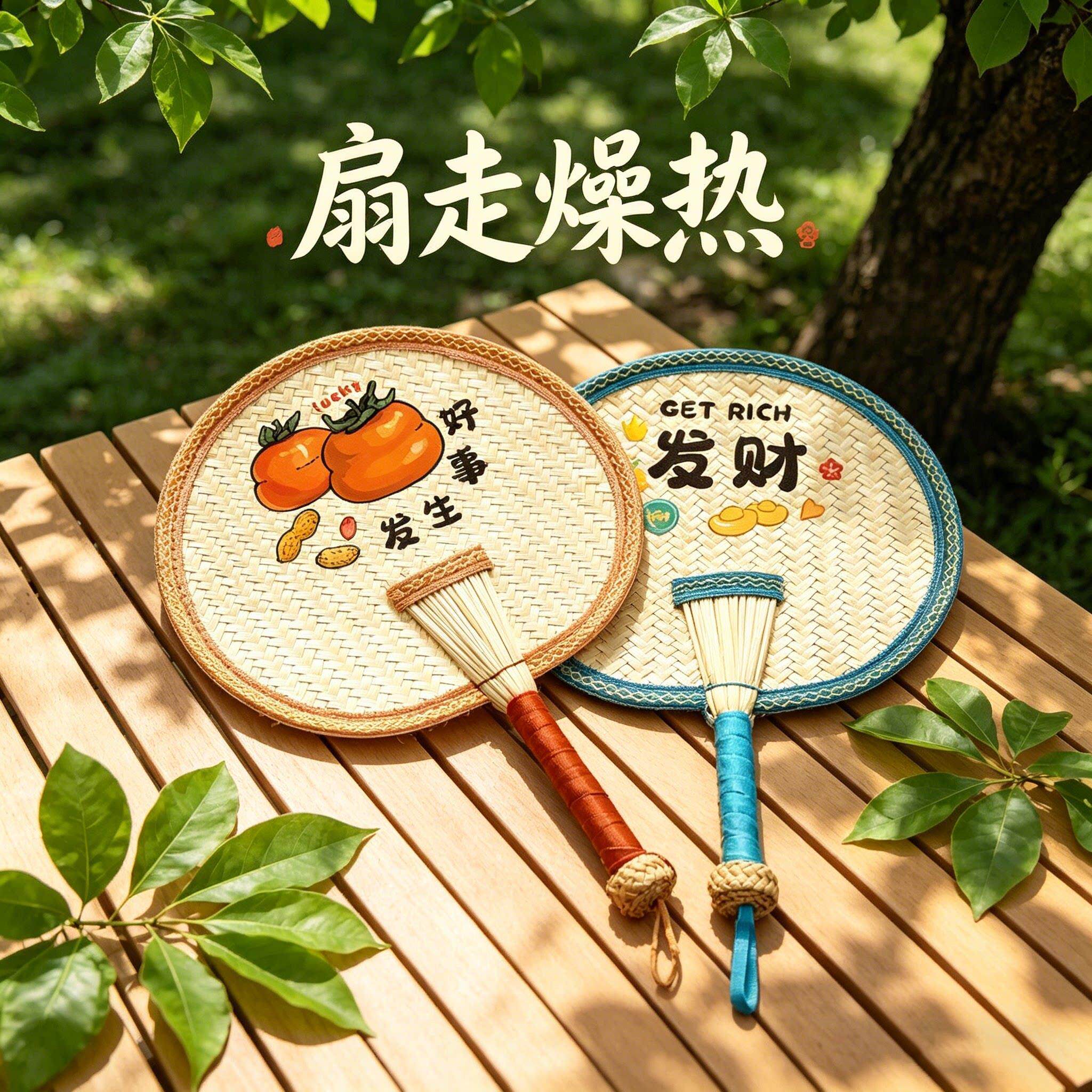 夏天扇子家用耐用蒲扇老式手摇芭蕉扇手工编织麦秆扇清凉小扇子