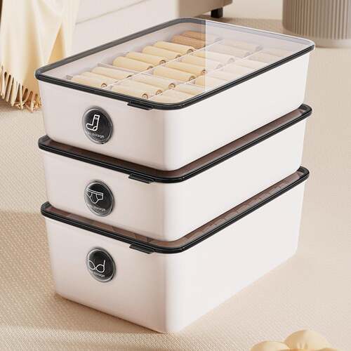 3-in-1 Underwear and Socks Storage Box for Home Wardrobe, In