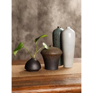 覆古新中国风石器花瓶，干花插花，日本花器，家庭禅宗桌面装饰品