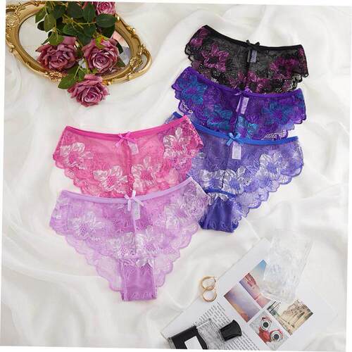 Sexy lace underwear with hollow mesh and low waist for women