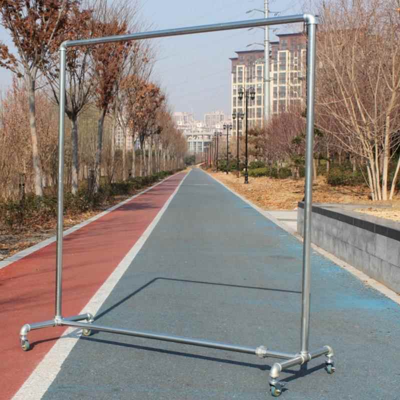 镀锌架钢管晾衣架轮式置地架单双杆架晒简易晾衣落地架水管衣服架