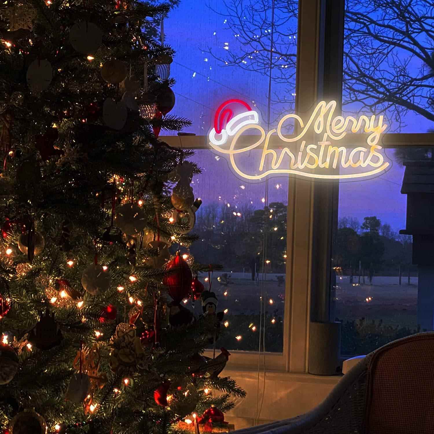 LEDAVU发光y文字母MerrChristmas造型霓虹圣诞灯节快乐外贸亚英马