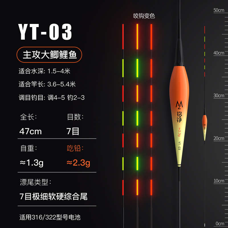 夜光电池高灵敏结合漂322轻量浮漂细变色软硬尾日夜两用电子鲫鱼