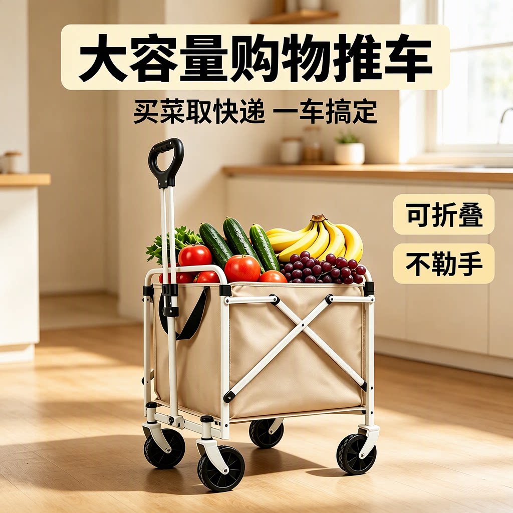 可折叠便携购物车买菜快递小推车