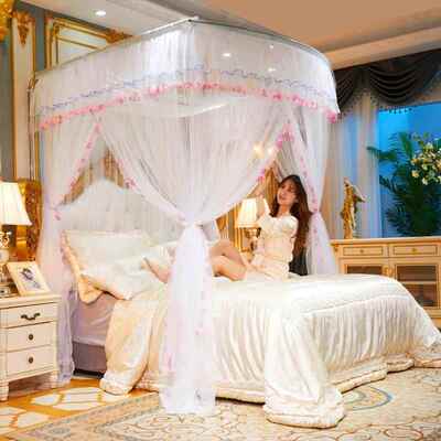 202地新款UWY-70737型伸缩蚊帐三开落家用宫廷公主风5加厚粗不3锈