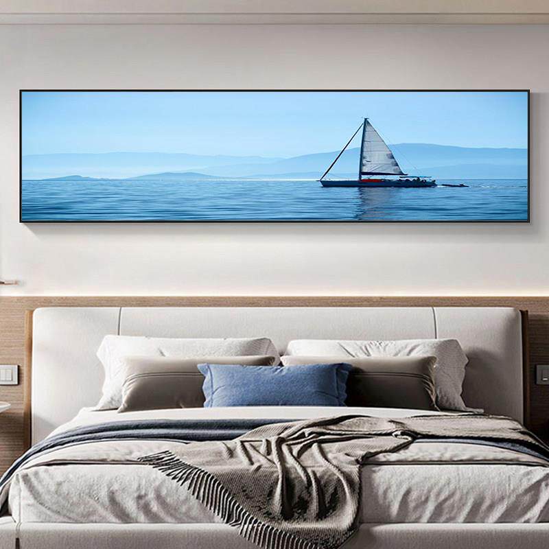 海边卧室装饰画 画床头挂画 画沙发风景大海主卧背景墙房间客厅帆