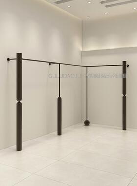 服装店展示架上墙黑色不锈钢挂衣杆侧挂衣架网红女装店陈列架专用