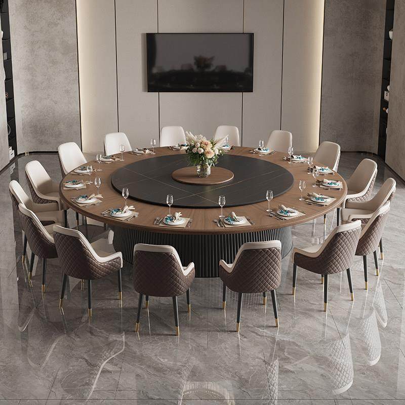 智能旋转岩板餐桌岩板电动转盘圆桌家用宴会实木桌面酒店会所商用,住宅家具,实木餐桌,淘宝优惠券,粉丝福利购,淘宝优惠卷