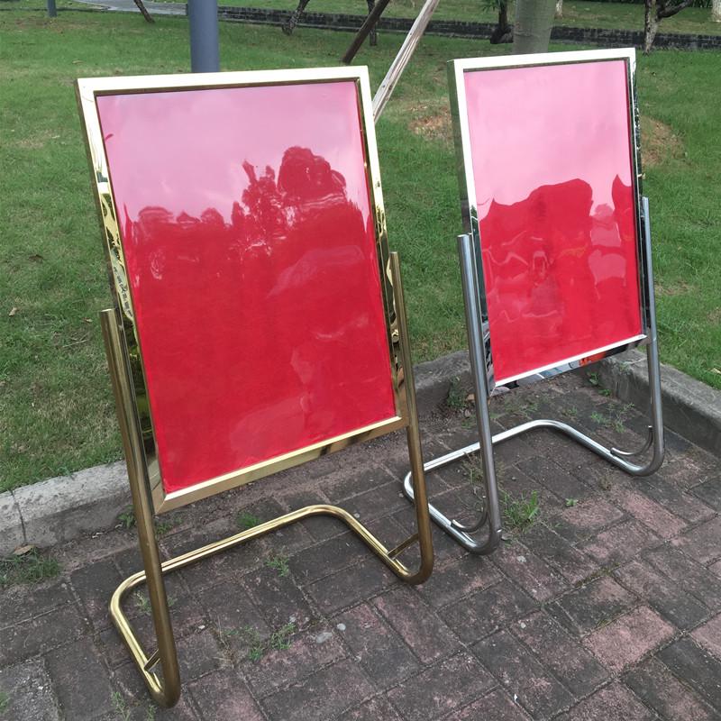不锈钢L型脚指示牌水牌广告牌展示牌海报架迎宾牌钛金招聘立牌