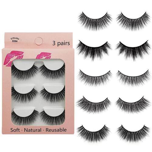3Pairs Natural False Eyelashes 3D Fake Lashes Extension