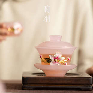 高颜值琉璃三才盖碗ins风女士茶器家用功夫茶具高档不烫手泡茶碗