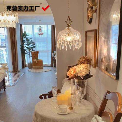 新款2024轻奢全铜水晶小吊灯卧室床头灯过道玄关吧台餐厅吊灯