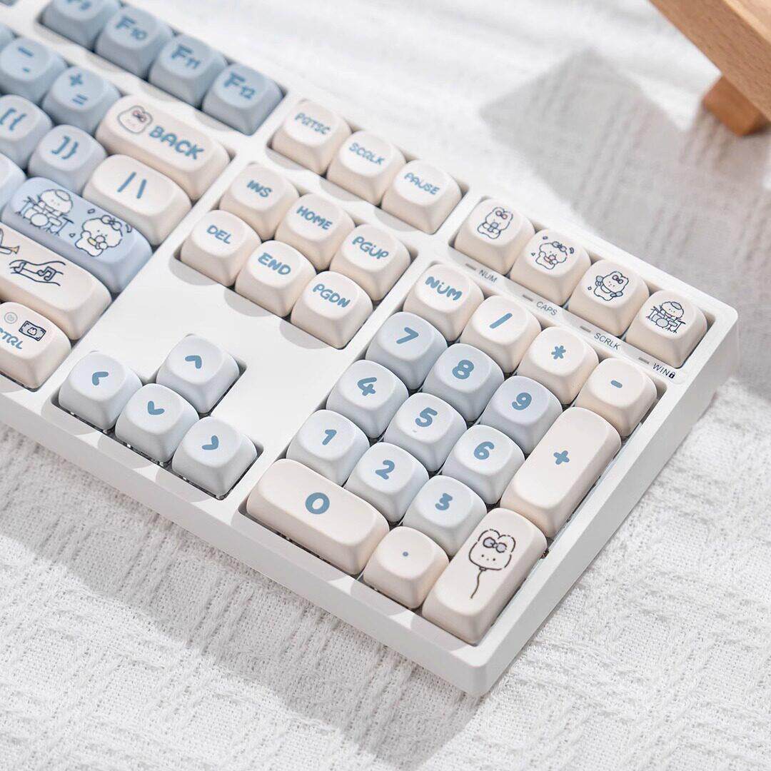 漫步猫H108机械键盘108键有线 线全键无冲女生办公游戏可爱白光