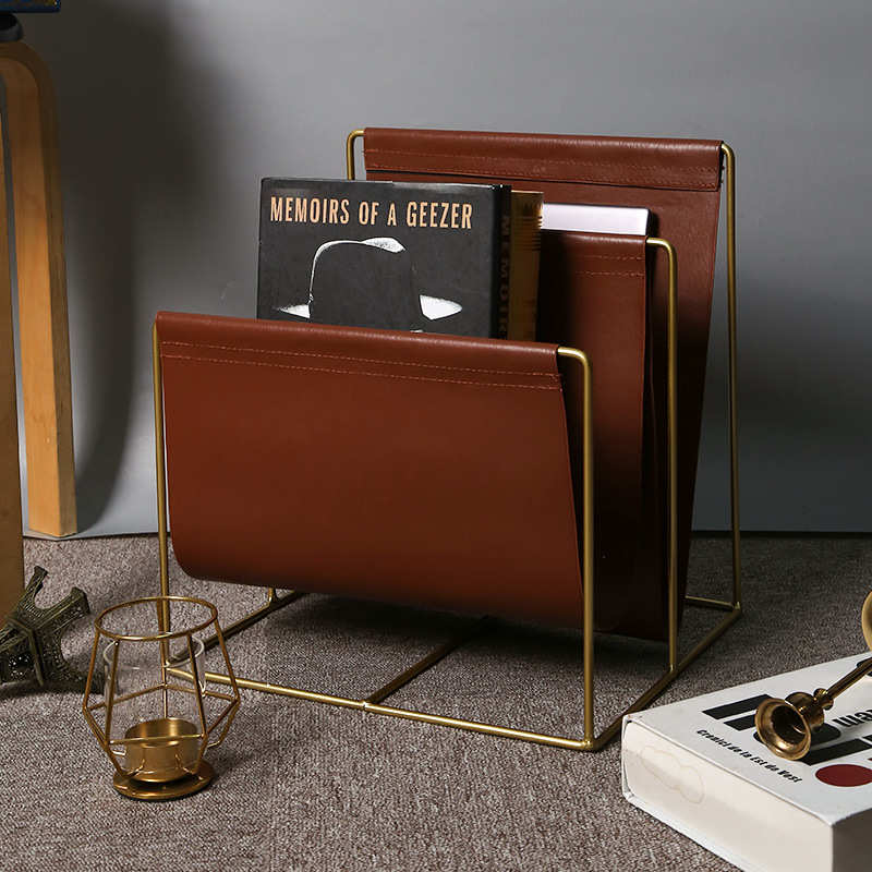 铁艺书报架小型置物报刊客厅美式杂志架落地收纳床头网红家居轻奢