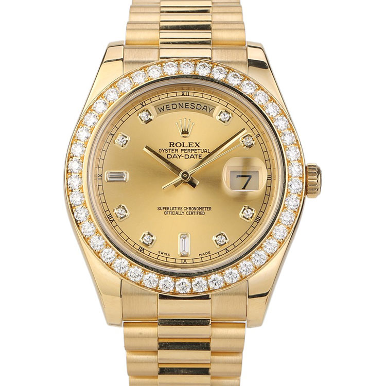 [9.8新]劳力士星期日历型原镶钻41mm自动机械男表218348