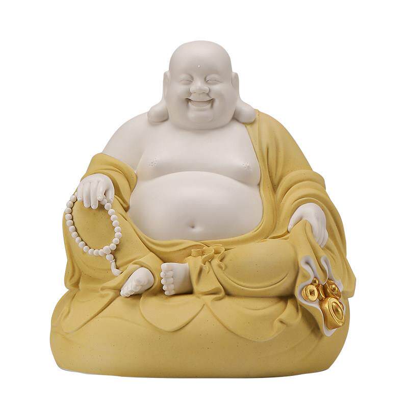 陶瓷弥勒佛摆件大肚开心佛菩萨招财布袋笑佛像家居客厅办公装饰品
